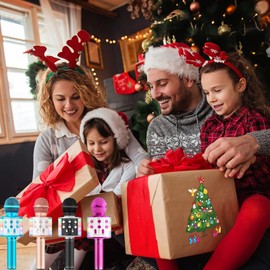 Hoiicco Wireless Karaoke Microphone for Kids, Bluetooth Karaoke Microphone Portable Handheld Singing Karaoke Mic Speaker, Voice Changer Toy Microphone, Great Present for Adults Kids Girls Boys