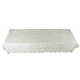 mookaitedecor Rectangular Tablecloth for Home Decor, Vintage Lace, Easy Care, Washable Tablecloth for Party, Wedding, Beige Rose