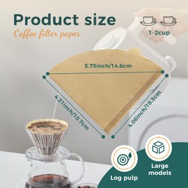 Cone Coffee Filter Papers, V02 Size, 100-Count Pack for Pour Over Coffee Makers (V01)