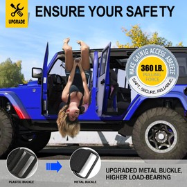 moveland Roll Bar Grab Handles with US Flag, 2 x Grip Handles for 1955-2023 Jeep Wrangler JL, JK, TJ, YJ & Jeep Gladiator Accessories - Upgrade Metal Buckle, Strong & Durable