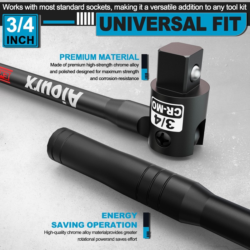 3/4” Drive 41 Inch Breaker Bar, Heavy Duty Head, Premium