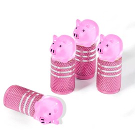 4Pack Pig Tire Valve Stem Caps Pig Car Accessories Aluminum Alloy Rust-Proof Universal Dust Covers Tire Air Cap for Car,SUV,Bike,Motorcycle,Interesting Practical Tire Decor,Cute Pigs Gifts Decor