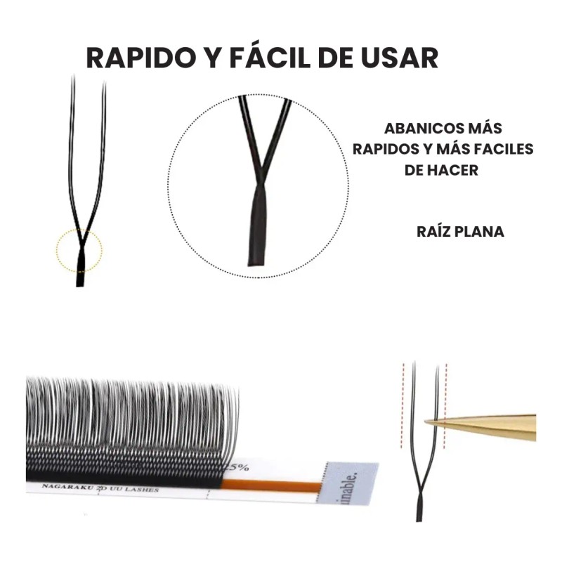 Pestañas Nagaraku 2d Uu Volumen Natural Extensiones Pestaña