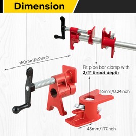 Acymner 3/4" Wood Gluing Pipe Clamp Set | Professional Woodworking and Metalworking Clamps Tools with Unique Foot Design for Frame Assembly, Quick Release and Precision Gluing (4Pack, 3/4")