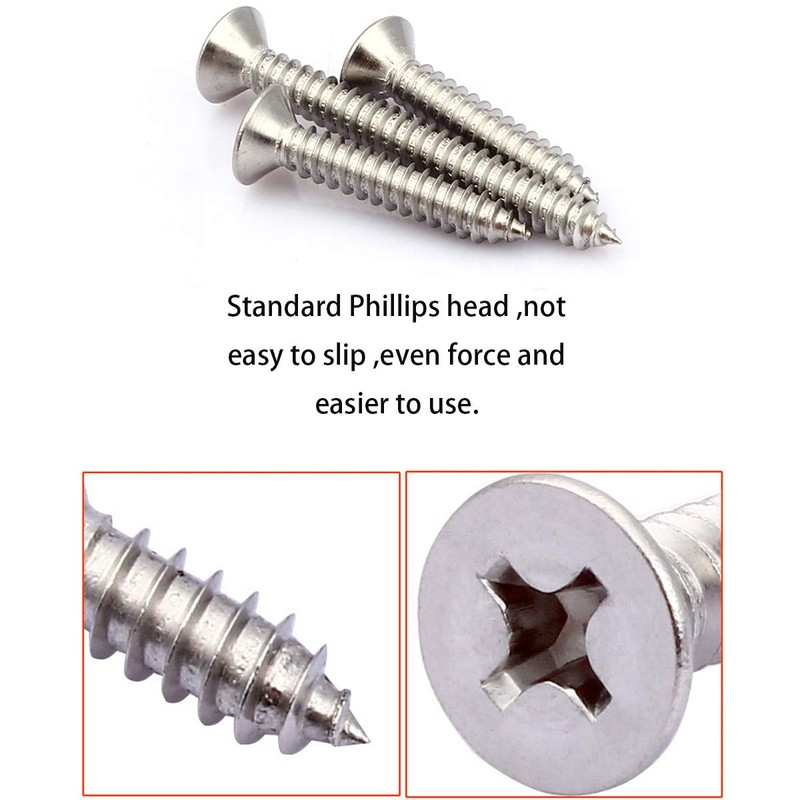 ZLYY 100pcs M4x40mm Stainless Flat Head Phillips Self-Tapping Wood Screw