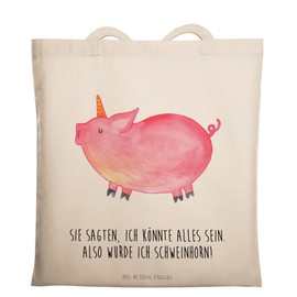 Mr. & Mrs. Panda Unicorn Pig Tote Bag, Gift, Unicorn, Bag Bag, Shopper, Unicorn, Party, Funny, Funny, Jute Bag, Jute Bag, White