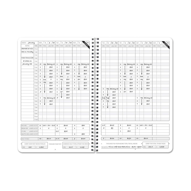 BookFactory Work Hours Log Book/Working Hours Tracking Journal/Plant Worker Tracking
