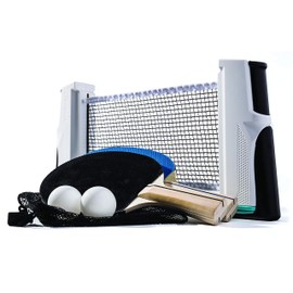 Franklin Sports Anywhere Table Tennis – Complete Portable Ping-Pong Set – Includes Ping-Pong Paddles, Balls, Net, Plus Easy-Carry Bag – Easy Set-Up – Expands to 6’ – Easily Attaches to Table Surfaces