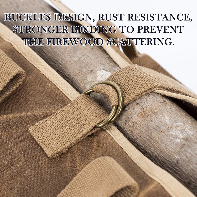 BHD Firewood Fireplace Carrier Logs Tote Holder 20 oz Waxed