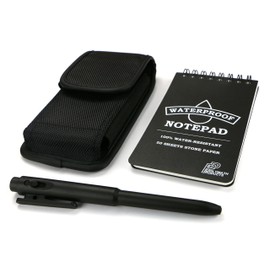Polymath Products Waterproof Notepad Set with Pouch – 100% water-resistant stone paper notebook and write-anywhere pen, in a durable nylon pocket/belt pouch.