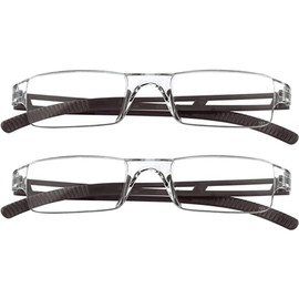 YEIN 2 Pairs Blue Ligth Blocking Reading Glasses for Men and Women Fashion Square Frame Readers(Brown,+1.00)