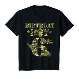 Kids 6th Birthday Military Themed Camo Boys 6 Yrs Old Soldier T-Shirt