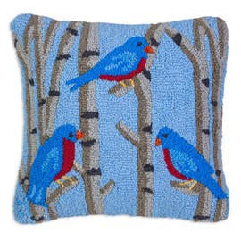 Chandler 4 Corners Artist-Designed Birds of a Feather Hand-Hooked Wool Decorative Throw Pillow (18 in x 18 in) Wildlife Pillow for Couches & Beds - Low Maintenance Nature, Wilderness Bird Home Décor