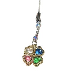 Mode De La Casa Crystal Four Leaf Clover Strap, 3.5 inches (9 cm), Clover 0.8 inches (2 cm), Made in Japan, Crystal, No Gemstone