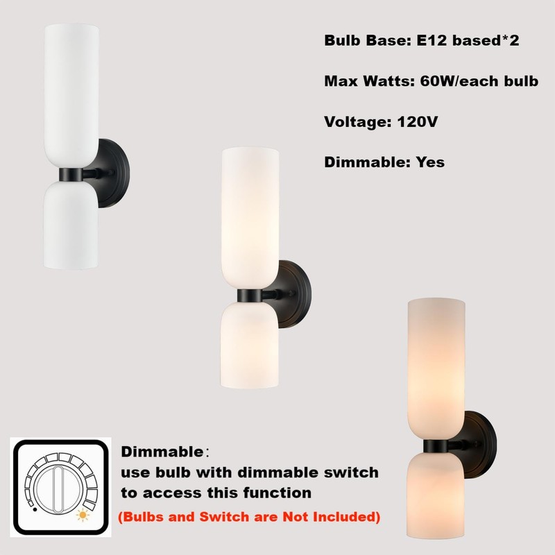 DEYNITE Black Wall Sconces Set of Two 2-Light Modern Wall