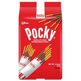 Glico Pocky, Chocolate Cream Covered Biscuit Sticks (9 Individual Bags), 4.13 oz