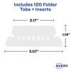 Avery Hanging File Folder Tabs and Inserts, 1/5 Cut, Clear,