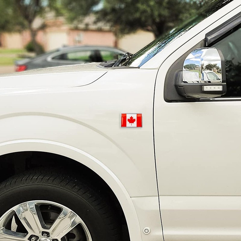 Perdecor Canada Flag Sticker Emblem Canadian Decal Car Chrome Flags,