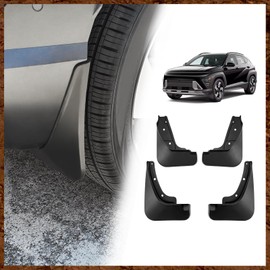 Muslogy for 2024 2025 Kona Mud Flaps Splash Guards Front & Rear 4Pcs Fender Flaps No Drilling Required Compatible with Hyundai Kona 2024 Accessories(Won't Fit N Line Model)