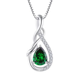 STARCHENIE Emerald Necklace for Women 925 Sterling Silver Infinity Teardrop Pendant Birthstone Jewelry