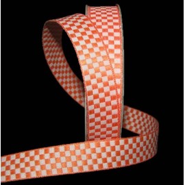 1 Pcs 5/8"W Checked Gingham Woven Jacquard Ribbon Orange White 5 Yards, Gingham Ribbon for Gift Wrapping | #AA120RK
