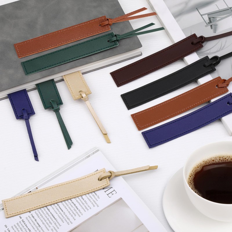 kdafio 12 Pcs Leather Bookmark, Classic Stitched Bookmark with Leather
