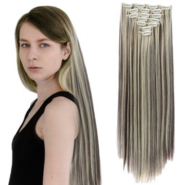 Hair Pieces for Women Clip in 22 Inch 7pcs Clip in Hair Extensions Double Weft Hairpieces 3124