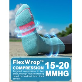 Juclise Coolmax Bamboo Viscose Compression Running Crew Socks Women, Moisture Wicking Cushion Anti-Blister Hiking Athletic Socks