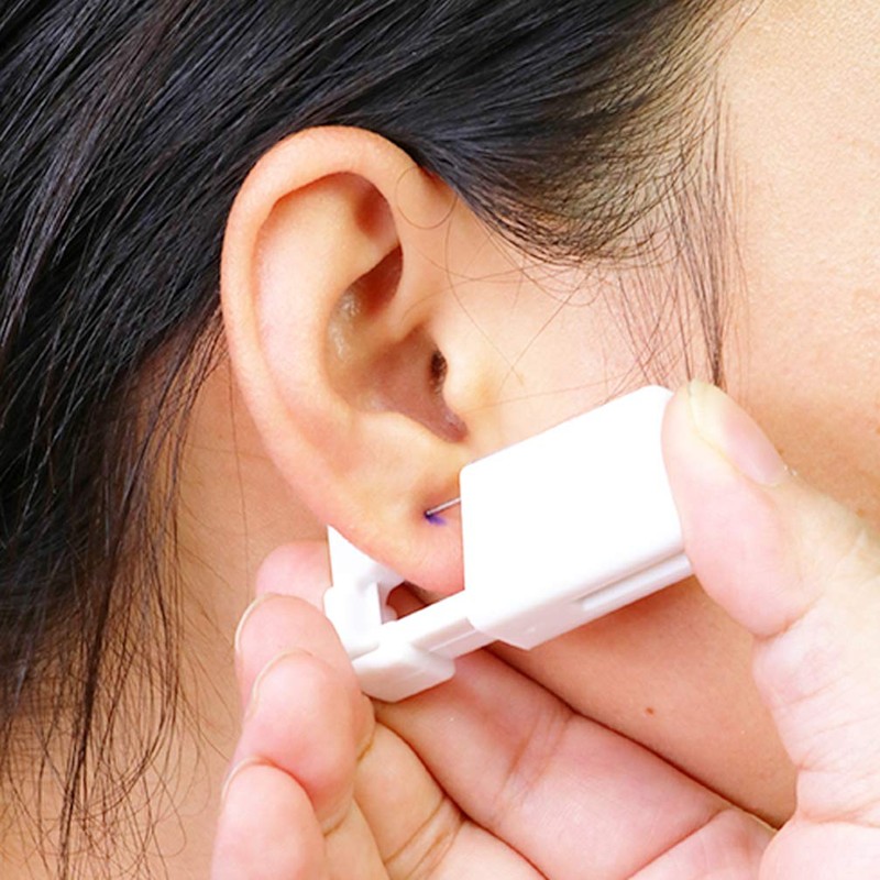 Silver Ear Piercing Gun Kit - Disposable, Mixed Colors, Safety