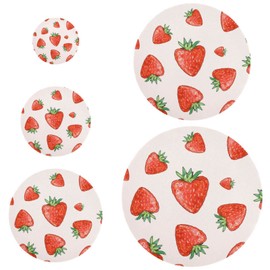 Kcldeci Reusable Bowl Covers in 5 Sizes Watercolor Bright Strawberries 5 Pieces Plate and Food Covers Bowl Covers Dish Plate Covers for Family Outdoor Picnic
