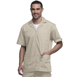 Cherokee Workwear Scrubs Men's Zip Front Jacket, Khaki, Large