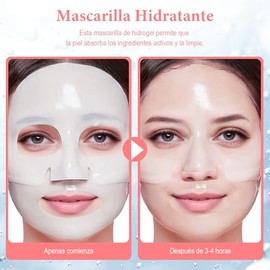 Mascarillas Faciales，Collagen Mask,Mascarilla de biocolágeno， Hidratación Duradera,Reduce los poros, Mejora la elasticidad. (8PCS)