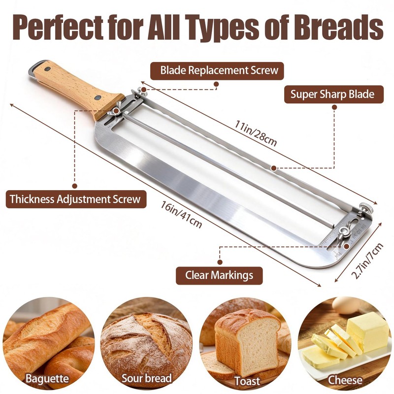 Adjustable Bread Slicer for Perfect Slices - Bread Knife for