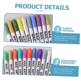 FOMIYES Nail Art Pen Set 12pcs 3d Manicure Paint Pens Nail Art Drawing Tool for Girls