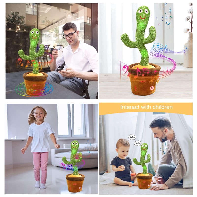 seOSTO Talking Cactus Toy with 10 Children's Rhymes & Adjustable