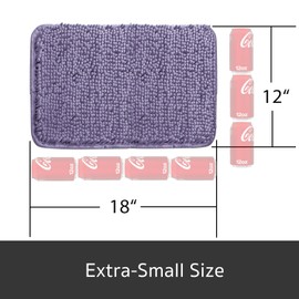 Yeaban Small Bathroom Rugs 12"x18" – Thick Chenille Bath Mats | Absorbent and Washable Bath Rug Non-Slip, Plush and Soft Rugs for Bathroom, Shower, Sink(Lavender)