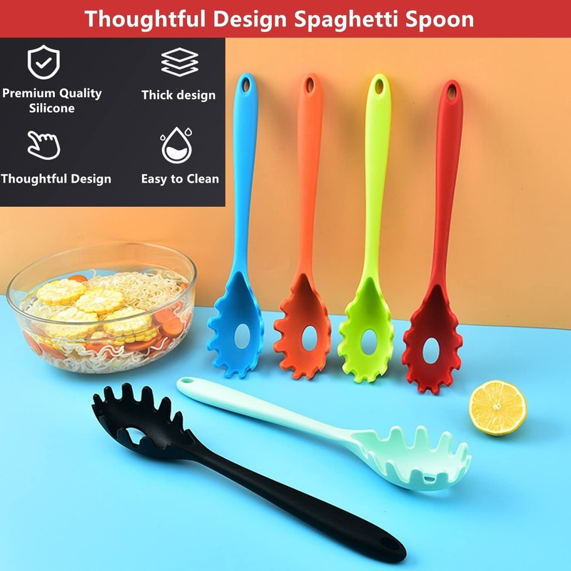 JXJYZLN Spaghetti Spoon Pasta Fork,Silicone Pasta Fork,11.2 inch Spaghetti Strainer