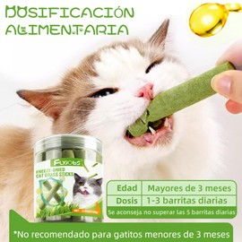 Flyjobs Pasto Palillos Hierba para Gatos 100g, Catnip Juguetes de Hierba Gatera para Gato, Natural Juguete Masticar para Gato Eliminar Las Bolas de Pelo y Limpiar Los Dientes