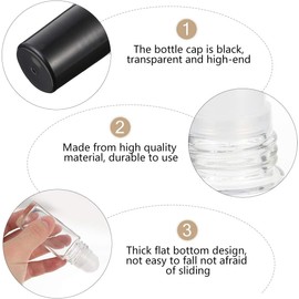 DPWOUM 2Pcs 30ML Clear Empty Glass Essential Oil Roller Bottles Vials Containers Refillable Roll-on Bottles with Refillable Containers Tools and Accessories (Black)