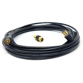 DRUT 5m TV RF Right Angle Male to Male Aerial Antenna Coaxial Cable With Female to Female Coupler Gold Connectors 75 ohm, 3C2V (16.5ft, Black)