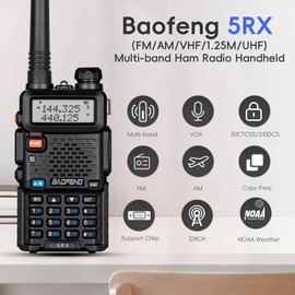 BAOFENG 5RX Ham Radio (Upgraded of UV-5R) Multi-Band Receiving Long Range Two Way Radio,AM/FM Reception Walkie Talkies with Earpiece & TD-771 Antenna,Copy Frequency,DTMF VOX SCAN Dual Watch (1 Pack)