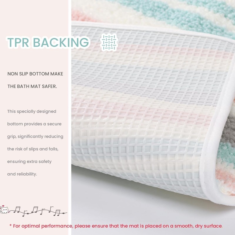 Scandinavian Bath Mat Non Slip Super Absorbent Bathroom Soft Microfiber