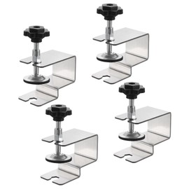 sourcing map Drawer Front Installation Clamps, Stainless Steel Cabinet Jig Long Bend Clamps for Tables Desks, 4Pcs