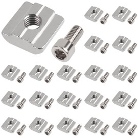 Yeepeo Pack of 20 T-Slot Nuts M8, Series 3030 M6 T-Nut Type B Carbon Steel T Slot Nut and Hex Socket Screw Connector Set for Aluminium Profile Extrusion Slot