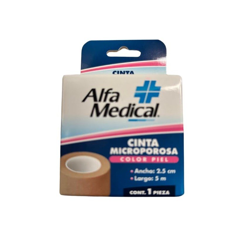 Cinta Microporosa Color Piel 2.5cm X 5m Caja Con 1