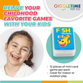 Giggle Time Mini Card Set (12) Pieces | Go Fish, Hearts, and Old Maid | Card Games | Kids Toys | Family Games | 2 inches Per Set