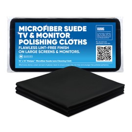 Microfiber Wholesale Premium TV Screen Cleaning Cloth Black | 14”x14” | 3pk | Soft Microfiber Suede | XLarge Reusable | No Lint Scratch-Free Durable | Large TVs Monitors
