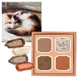MilleFee My Kitty Eye Palette (03 Cats with Tricolor Cats), 4 Colors, Eyeshadow, Glitter, Orange, Brown, Makeup