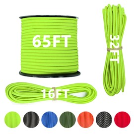 LUYADIN 1/4" x 32' Marine Grade Bungee Cord Elastic Shock Cord, Kayak Stretch String Rope, Heavy Duty Bungee Shock Cords for Repairing Tent Poles, DIY, Tie Downs (Neon Yellow)