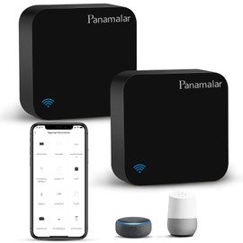Panamalar Smart IR Remote Control for IR & RF Devices, WiFi Universal Control Hub Compatible with Alexa/Timer, Smart Home Automation for TV/Lamp/Air Conditioning/Curtains/Fan (Black-S06-2PCS)